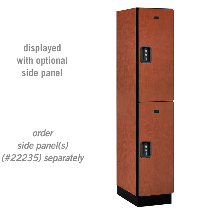 Salsbury 15" Wide Double Tier Designer Wood Locker - 1 Wide - 6 Feet High - 21 Inches Deep - Cherry - Black Electronic Locks - Sweatfully