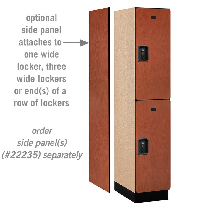 Salsbury 15" Wide Double Tier Designer Wood Locker - 1 Wide - 6 Feet High - 21 Inches Deep - Cherry - Black Resettable Combination Locks - Sweatfully
