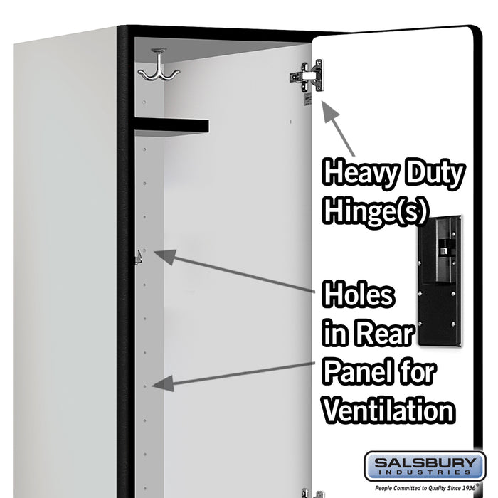 Salsbury 15" Wide Double Tier Designer Wood Locker - 1 Wide - 6 Feet High - 21 Inches Deep - Gray - Hasps - Sweatfully