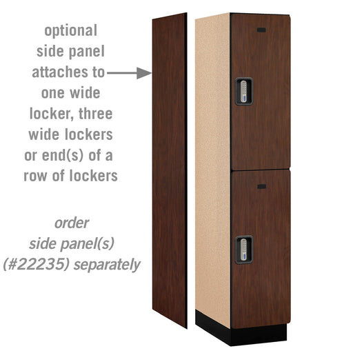 Salsbury 15" Wide Double Tier Designer Wood Locker - 1 Wide - 6 Feet High - 21 Inches Deep - Mahogany - Silver Electronic Locks - Sweatfully