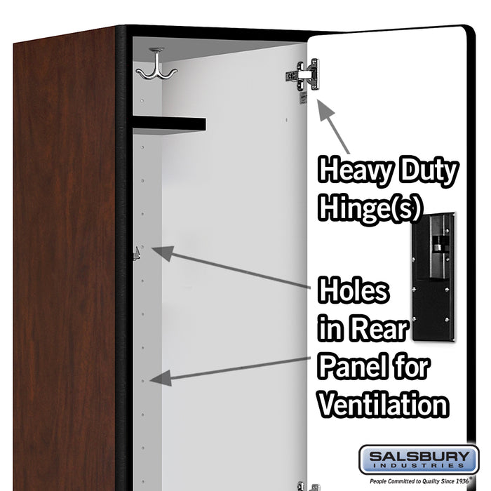 Salsbury 15" Wide Double Tier Designer Wood Locker - 1 Wide - 6 Feet High - 21 Inches Deep - Mahogany - Hasps - Sweatfully