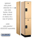 Salsbury 15" Wide Double Tier Designer Wood Locker - 1 Wide - 6 Feet High - 21 Inches Deep - Maple - Black Electronic Locks - Sweatfully