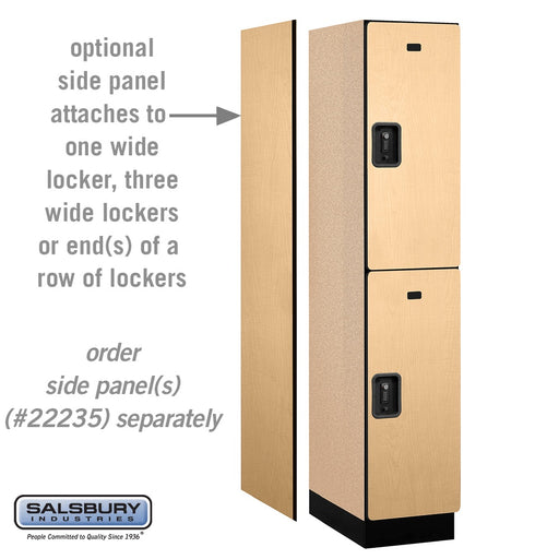 Salsbury 15" Wide Double Tier Designer Wood Locker - 1 Wide - 6 Feet High - 21 Inches Deep - Maple - Black Resettable Combination Locks - Sweatfully