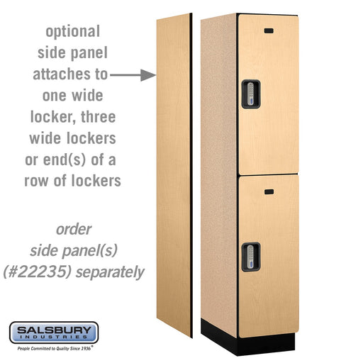Salsbury 15" Wide Double Tier Designer Wood Locker - 1 Wide - 6 Feet High - 21 Inches Deep - Maple - Silver Electronic Locks - Sweatfully