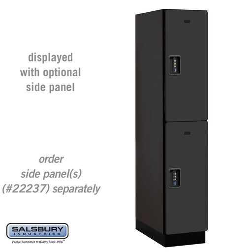 Salsbury 15" Wide Double Tier Designer Wood Locker - 1 Wide - 6 Feet High - 24 Inches Deep - Black - Black Electronic Locks - Sweatfully