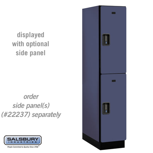 Salsbury 15" Wide Double Tier Designer Wood Locker - 1 Wide - 6 Feet High - 24 Inches Deep - Blue - Black Electronic Locks - Sweatfully