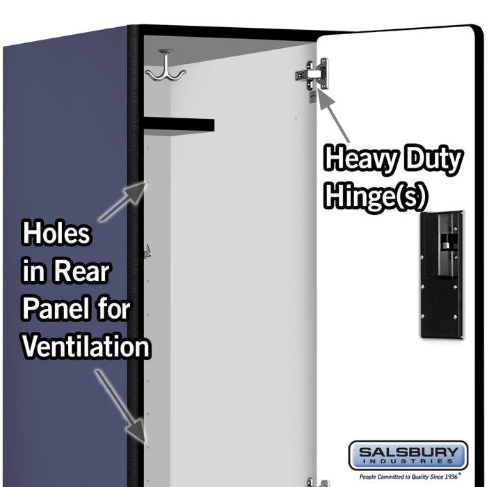 Salsbury 15" Wide Double Tier Designer Wood Locker - 1 Wide - 6 Feet High - 24 Inches Deep - Blue - Hasps - Sweatfully