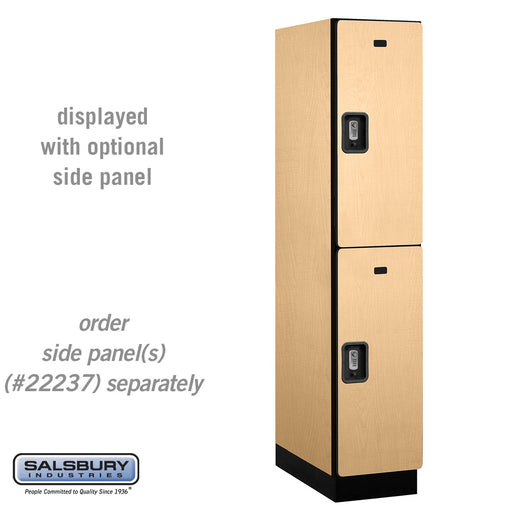 Salsbury 15" Wide Double Tier Designer Wood Locker - 1 Wide - 6 Feet High - 24 Inches Deep - Maple - Silver Resettable Combination Locks - Sweatfully