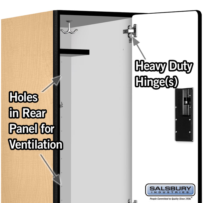 Salsbury 15" Wide Double Tier Designer Wood Locker - 1 Wide - 6 Feet High - 24 Inches Deep - Maple - Hasps - Sweatfully