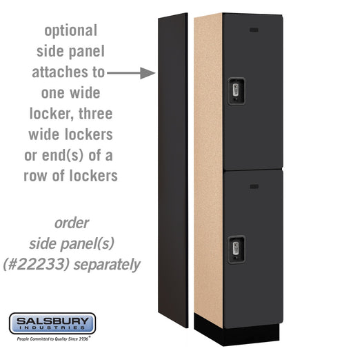 Salsbury 15" Wide Double Tier Designer Wood Locker - 1 Wide - 6 Feet High - 18 Inches Deep - Black - Silver Resettable Combination Locks - Sweatfully