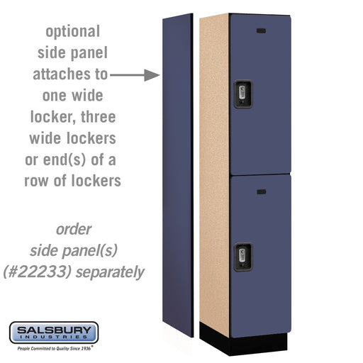 Salsbury 15" Wide Double Tier Designer Wood Locker - 1 Wide - 6 Feet High - 18 Inches Deep - Blue - Silver Resettable Combination Locks - Sweatfully