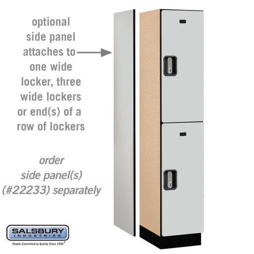 Salsbury 15" Wide Double Tier Designer Wood Locker - 1 Wide - 6 Feet High - 18 Inches Deep - Gray - Silver Electronic Locks - Sweatfully
