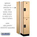 Salsbury 15" Wide Double Tier Designer Wood Locker - 1 Wide - 6 Feet High - 18 Inches Deep - Maple - Black Electronic Locks - Sweatfully