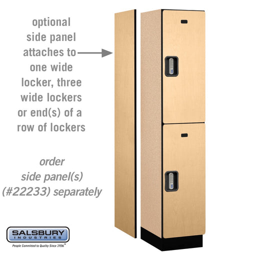 Salsbury 15" Wide Double Tier Designer Wood Locker - 1 Wide - 6 Feet High - 18 Inches Deep - Maple - Silver Electronic Locks - Sweatfully
