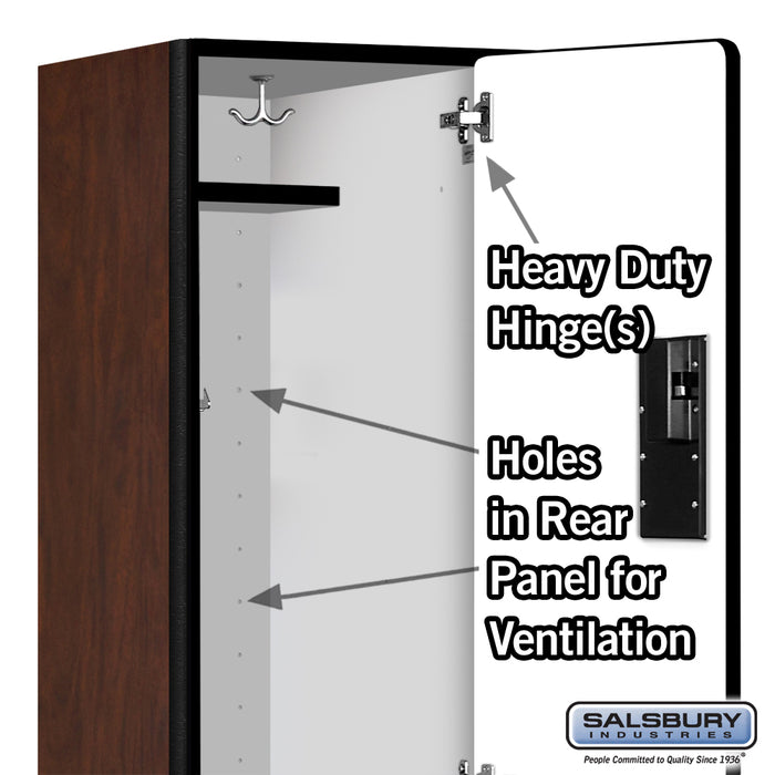 Salsbury 15" Wide Double Tier Designer Wood Locker - 1 Wide - 6 Feet High - 18 Inches Deep - Mahogany - Hasps - Sweatfully