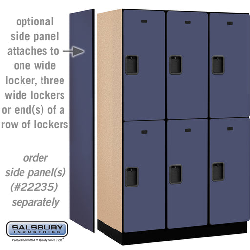 Salsbury 15" Wide Double Tier Designer Wood Locker - 3 Wide - 6 Feet High - 21 Inches Deep - Blue - Hasps - Sweatfully