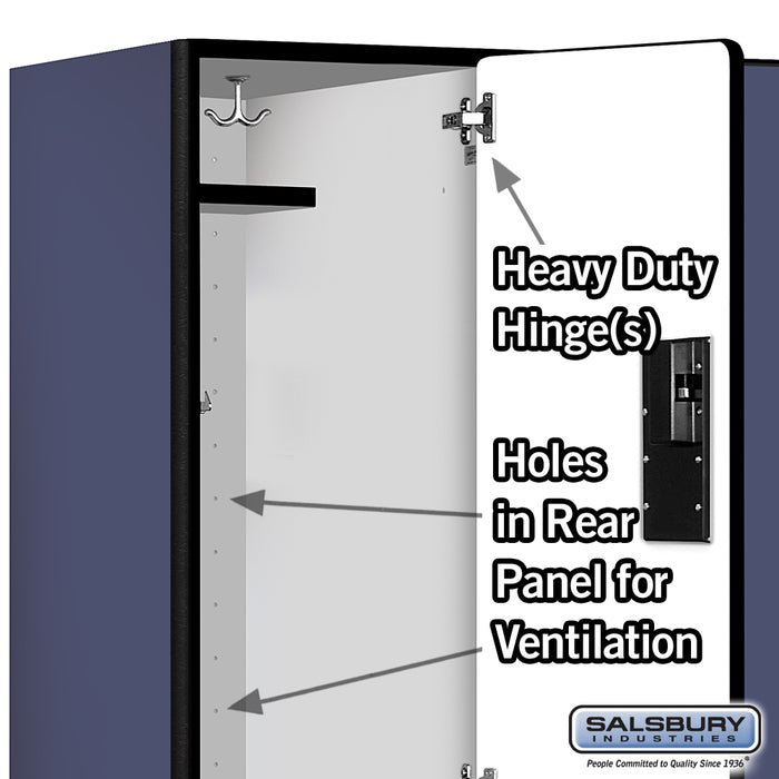 Salsbury 15" Wide Double Tier Designer Wood Locker - 3 Wide - 6 Feet High - 21 Inches Deep - Blue - Hasps - Sweatfully