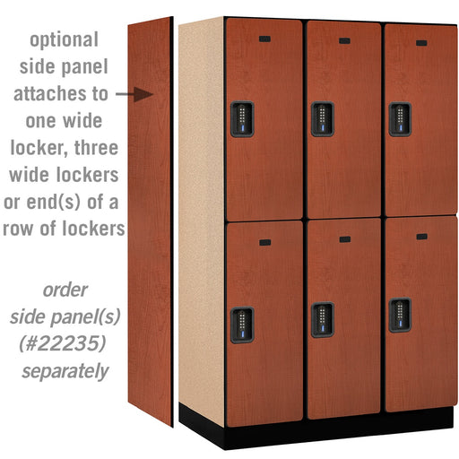 Salsbury 15" Wide Double Tier Designer Wood Locker - 3 Wide - 6 Feet High - 21 Inches Deep - Cherry - Black Electronic Locks - Sweatfully