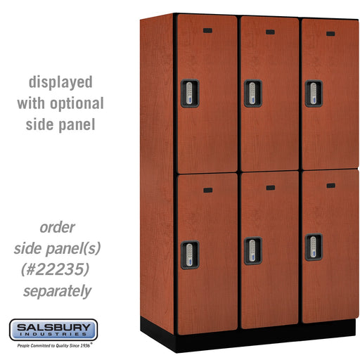 Salsbury 15" Wide Double Tier Designer Wood Locker - 3 Wide - 6 Feet High - 21 Inches Deep - Cherry - Silver Electronic Locks - Sweatfully