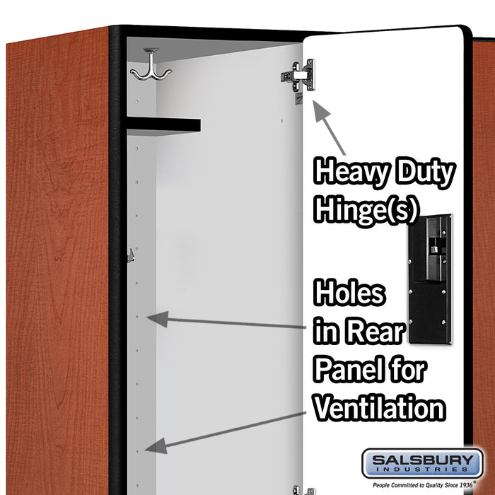 Salsbury 15" Wide Double Tier Designer Wood Locker - 3 Wide - 6 Feet High - 21 Inches Deep - Cherry - Hasps - Sweatfully