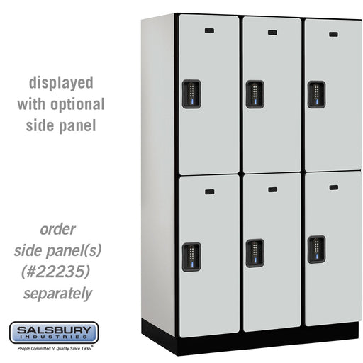 Salsbury 15" Wide Double Tier Designer Wood Locker - 3 Wide - 6 Feet High - 21 Inches Deep - Gray - Black Electronic Locks - Sweatfully
