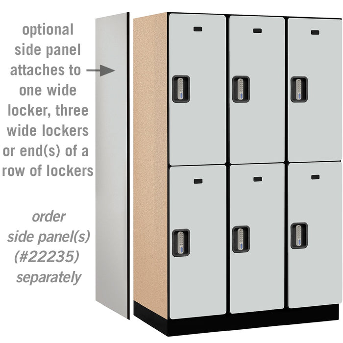 Salsbury 15" Wide Double Tier Designer Wood Locker - 3 Wide - 6 Feet High - 21 Inches Deep - Gray - Silver Electronic Locks - Sweatfully
