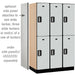 Salsbury 15" Wide Double Tier Designer Wood Locker - 3 Wide - 6 Feet High - 21 Inches Deep - Gray - Silver Electronic Locks - Sweatfully