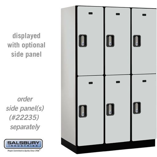 Salsbury 15" Wide Double Tier Designer Wood Locker - 3 Wide - 6 Feet High - 21 Inches Deep - Gray - Silver Electronic Locks - Sweatfully