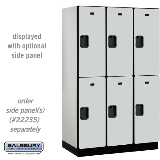 Salsbury 15" Wide Double Tier Designer Wood Locker - 3 Wide - 6 Feet High - 21 Inches Deep - Gray - Hasps - Sweatfully