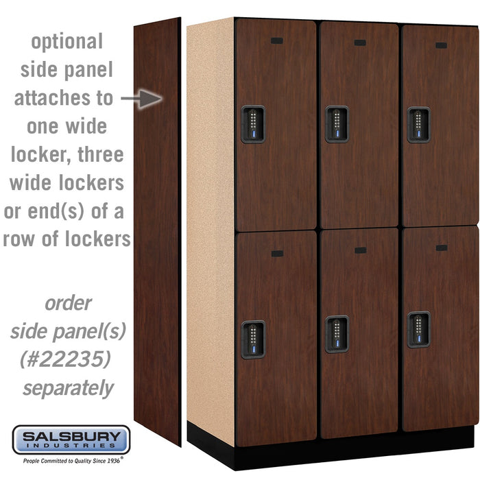 Salsbury 15" Wide Double Tier Designer Wood Locker - 3 Wide - 6 Feet High - 21 Inches Deep - Mahogany - Black Electronic Locks - Sweatfully
