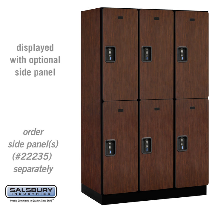 Salsbury 15" Wide Double Tier Designer Wood Locker - 3 Wide - 6 Feet High - 21 Inches Deep - Mahogany - Black Electronic Locks - Sweatfully