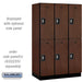 Salsbury 15" Wide Double Tier Designer Wood Locker - 3 Wide - 6 Feet High - 21 Inches Deep - Mahogany - Silver Resettable Combination Locks - Sweatfully