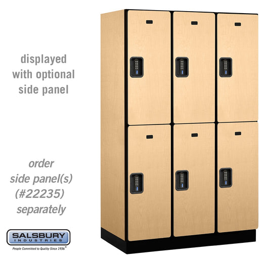 Salsbury 15" Wide Double Tier Designer Wood Locker - 3 Wide - 6 Feet High - 21 Inches Deep - Maple - Black Electronic Locks - Sweatfully