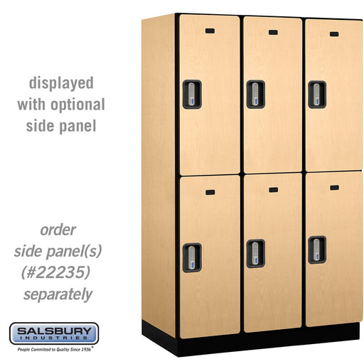 Salsbury 15" Wide Double Tier Designer Wood Locker - 3 Wide - 6 Feet High - 21 Inches Deep - Maple - Silver Electronic Locks - Sweatfully