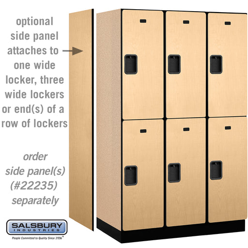 Salsbury 15" Wide Double Tier Designer Wood Locker - 3 Wide - 6 Feet High - 21 Inches Deep - Maple - Hasps - Sweatfully