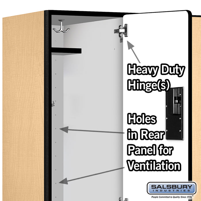 Salsbury 15" Wide Double Tier Designer Wood Locker - 3 Wide - 6 Feet High - 21 Inches Deep - Maple - Hasps - Sweatfully