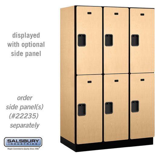 Salsbury 15" Wide Double Tier Designer Wood Locker - 3 Wide - 6 Feet High - 21 Inches Deep - Maple - Hasps - Sweatfully