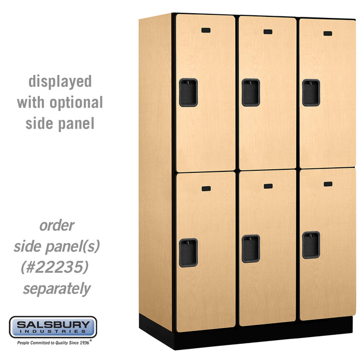 Salsbury 15" Wide Double Tier Designer Wood Locker - 3 Wide - 6 Feet High - 21 Inches Deep - Maple - Hasps - Sweatfully