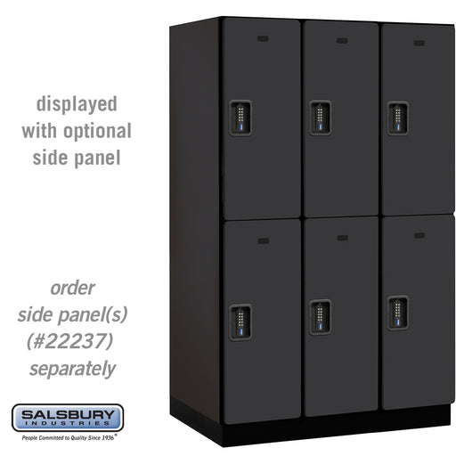 Salsbury 15" Wide Double Tier Designer Wood Locker - 3 Wide - 6 Feet High - 24 Inches Deep - Black - Black Electronic Locks - Sweatfully