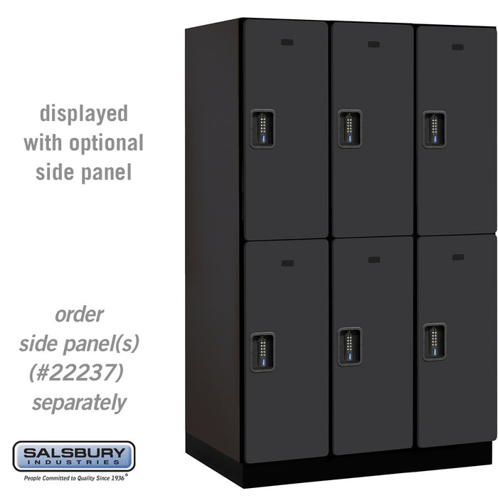 Salsbury 15" Wide Double Tier Designer Wood Locker - 3 Wide - 6 Feet High - 24 Inches Deep - Black - Black Electronic Locks - Sweatfully