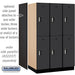 Salsbury 15" Wide Double Tier Designer Wood Locker - 3 Wide - 6 Feet High - 24 Inches Deep - Black - Silver Electronic Locks - Sweatfully
