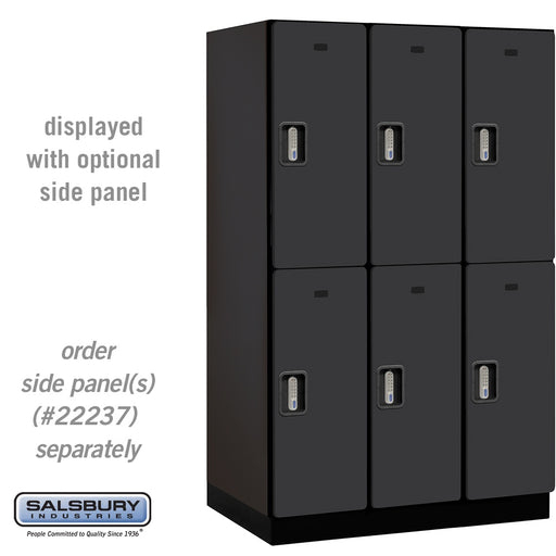 Salsbury 15" Wide Double Tier Designer Wood Locker - 3 Wide - 6 Feet High - 24 Inches Deep - Black - Silver Electronic Locks - Sweatfully