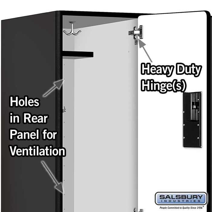 Salsbury 15" Wide Double Tier Designer Wood Locker - 3 Wide - 6 Feet High - 24 Inches Deep - Black - Hasps - Sweatfully