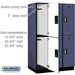 Salsbury 15" Wide Double Tier Designer Wood Locker - 3 Wide - 6 Feet High - 24 Inches Deep - Blue - Silver Electronic Locks - Sweatfully