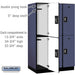 Salsbury 15" Wide Double Tier Designer Wood Locker - 3 Wide - 6 Feet High - 24 Inches Deep - Blue - Silver Resettable Combination Locks - Sweatfully