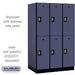 Salsbury 15" Wide Double Tier Designer Wood Locker - 3 Wide - 6 Feet High - 24 Inches Deep - Blue - Silver Resettable Combination Locks - Sweatfully