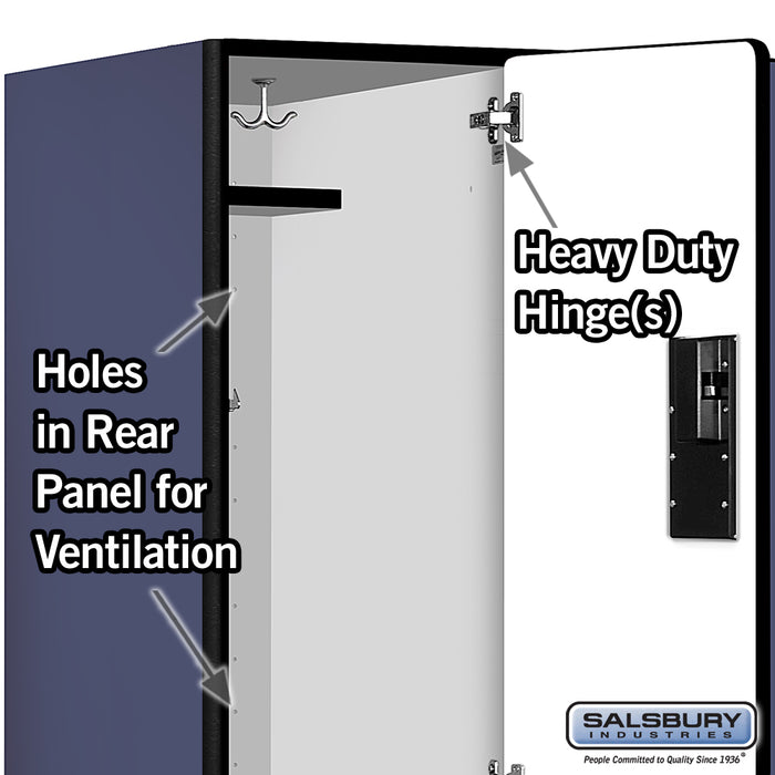 Salsbury 15" Wide Double Tier Designer Wood Locker - 3 Wide - 6 Feet High - 24 Inches Deep - Blue - Hasps - Sweatfully