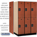 Salsbury 15" Wide Double Tier Designer Wood Locker - 3 Wide - 6 Feet High - 24 Inches Deep - Cherry - Black Electronic Locks - Sweatfully