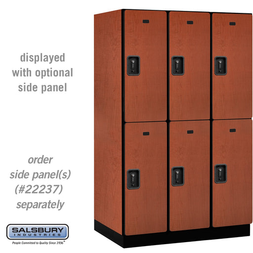 Salsbury 15" Wide Double Tier Designer Wood Locker - 3 Wide - 6 Feet High - 24 Inches Deep - Cherry - Black Resettable Combination Locks - Sweatfully
