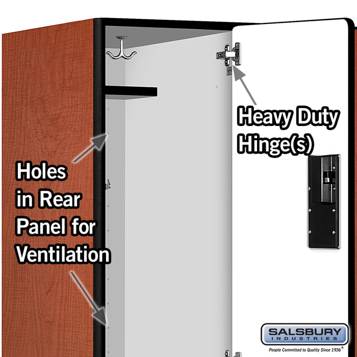 Salsbury 15" Wide Double Tier Designer Wood Locker - 3 Wide - 6 Feet High - 24 Inches Deep - Cherry - Hasps - Sweatfully